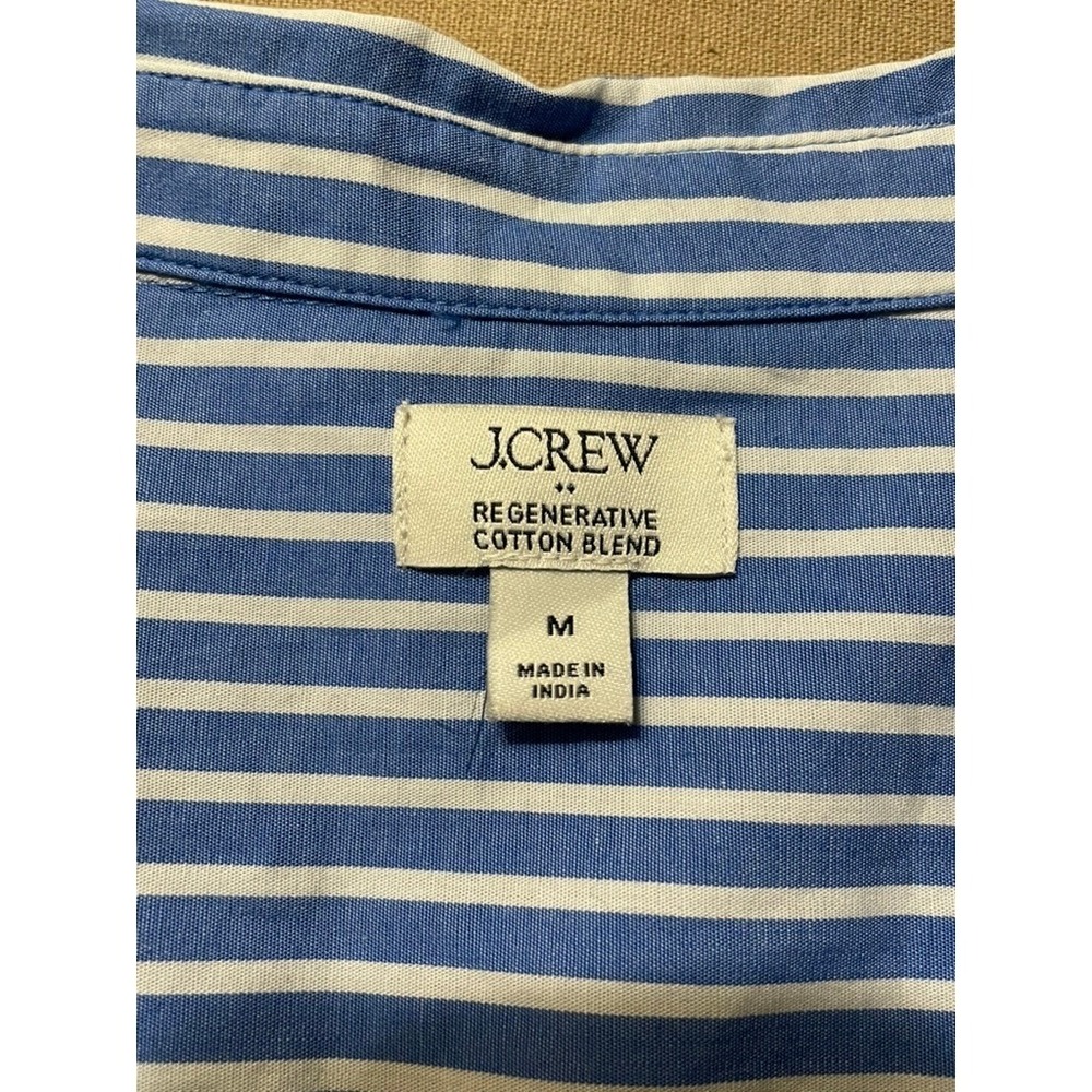 J. Crew Factory Striped Short Sleeve Poplin Popover Top Sz M Sustainable Cotton - Picture 2 of 7